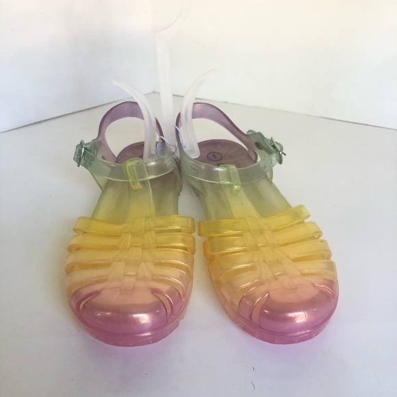 Cat & Jack Girls Rainbow Gradient Jelly Fisherman Sandals Size 1 - Picture 1 of 8